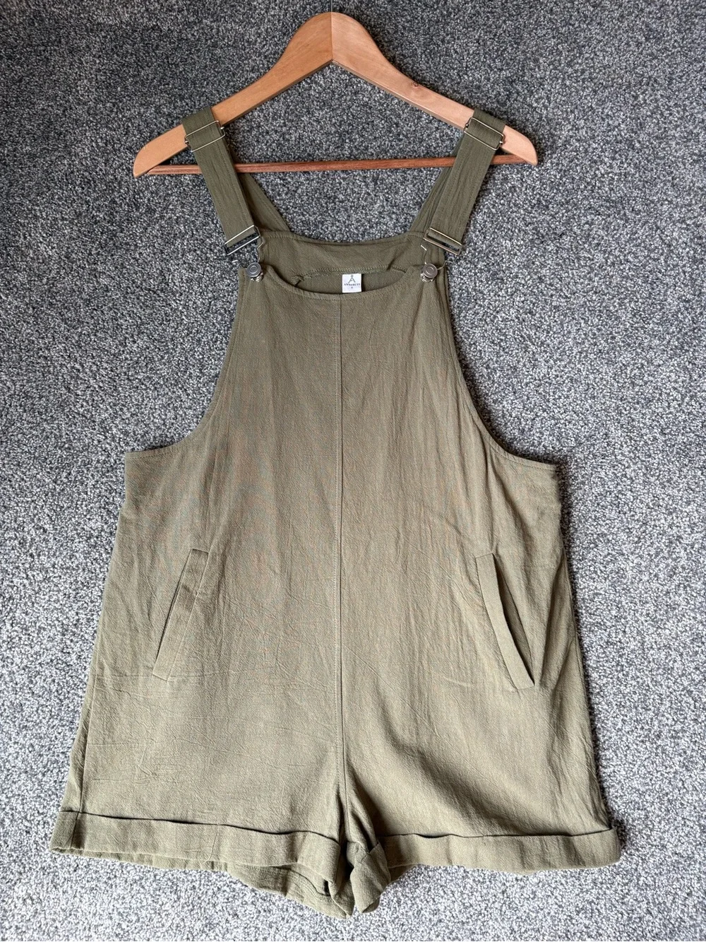 Anrabess Army Green Short Alls Jumper Overalls Fall Staple Size small